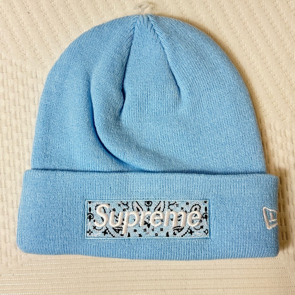 Supreme x New Era Bandana Box Logo Beanie from the Fall/Winter 2019 collection